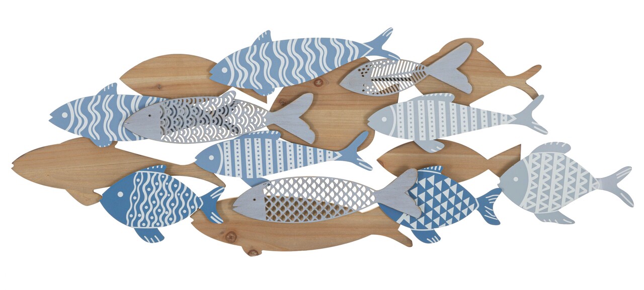 Decoratiune de perete Fish Sea, Mauro Ferretti, 91x33.5 cm, fier/MDF, multicolor - imagine 7